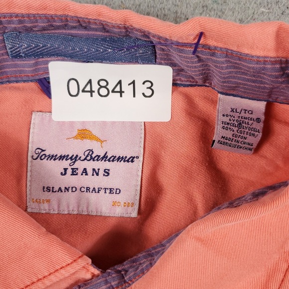 Tommy Bahama Shirt Mens Large Orange Casual Button Up Long Sleeve - Picture 6 of 6